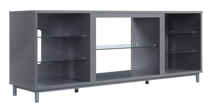 Meuble pour téléviseur Brighton de Manhattan Comfort de 60 po avec tablettes en verre et système de gestion des câbles - gris