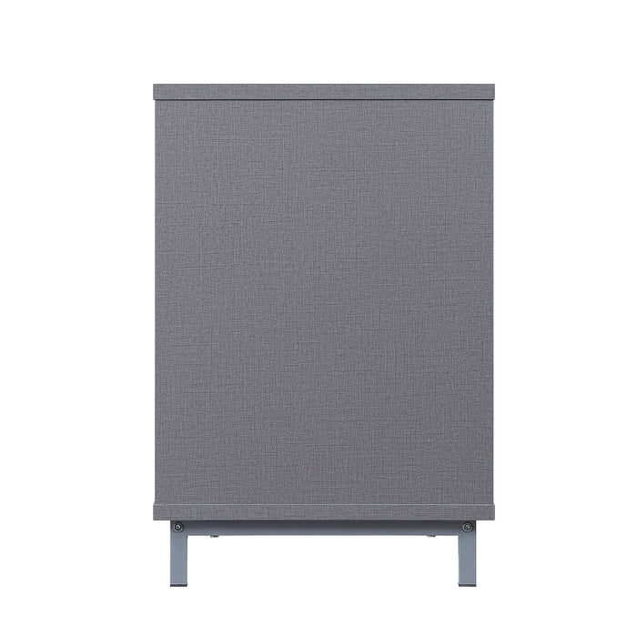 Meuble pour téléviseur Brighton de Manhattan Comfort de 60 po avec tablettes en verre et système de gestion des câbles - gris