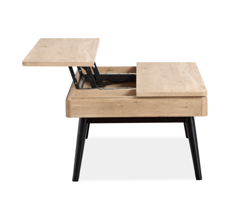 Table à café Tyssen de 48 po avec dessus relevable et rangement - bois de grève