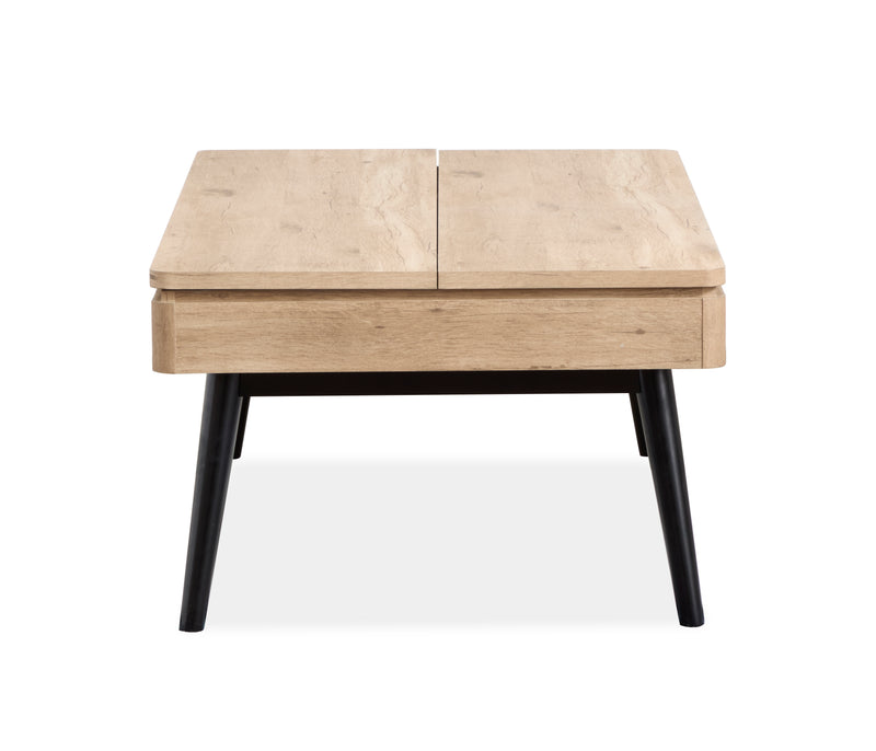 Table à café Tyssen de 48 po avec dessus relevable et rangement - bois de grève
