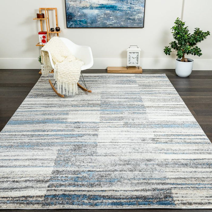 Carpette Darius grise à motif de vagues cubiques - 6 pi 7 po x 9 pi 6 po