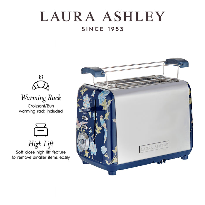 Grille-pain Laura Ashley à 2 tranches en acier inoxydable, bleu marine d’Elveden - VQ-SBT582-LAEN-CA