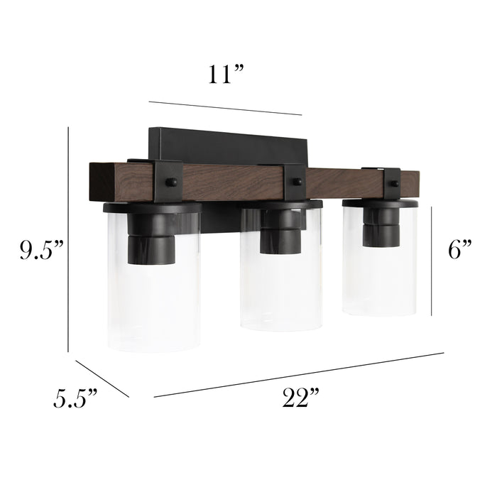 Éclairage au-dessus du meuble-lavabo d’Elegant Designs à 3 ampoules de type lanterne - brun