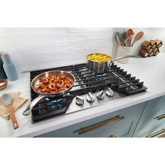 Surface de cuisson à gaz Whirlpool de 36 po avec 5e brûleur et grilles en fonte à charnières EZ-2-LiftMC - WCGK5036PB