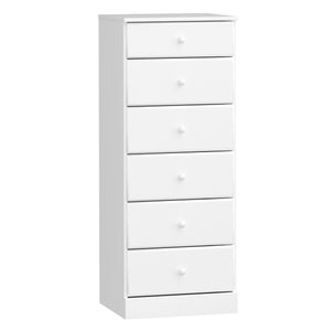 Commode verticale haute Astrid à 6 tiroirs - blanche