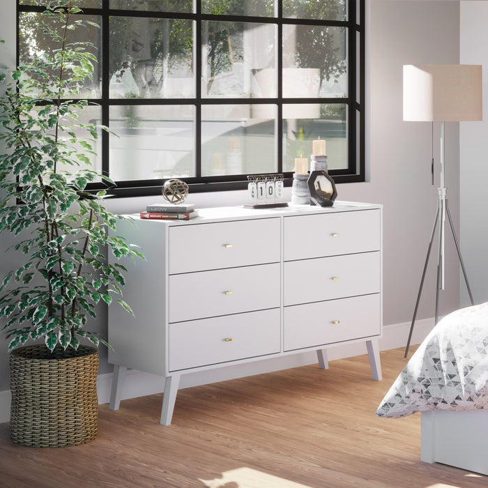 Commode Milo à 6 tiroirs - blanche