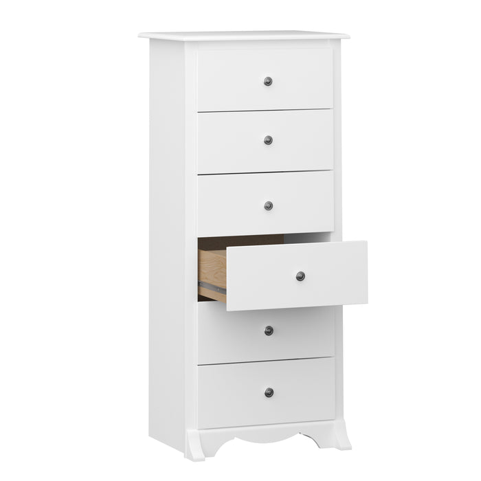 Commode verticale haute Monterey à 6 tiroirs - blanche