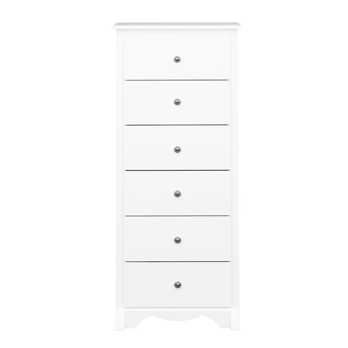 Commode verticale haute Monterey à 6 tiroirs - blanche