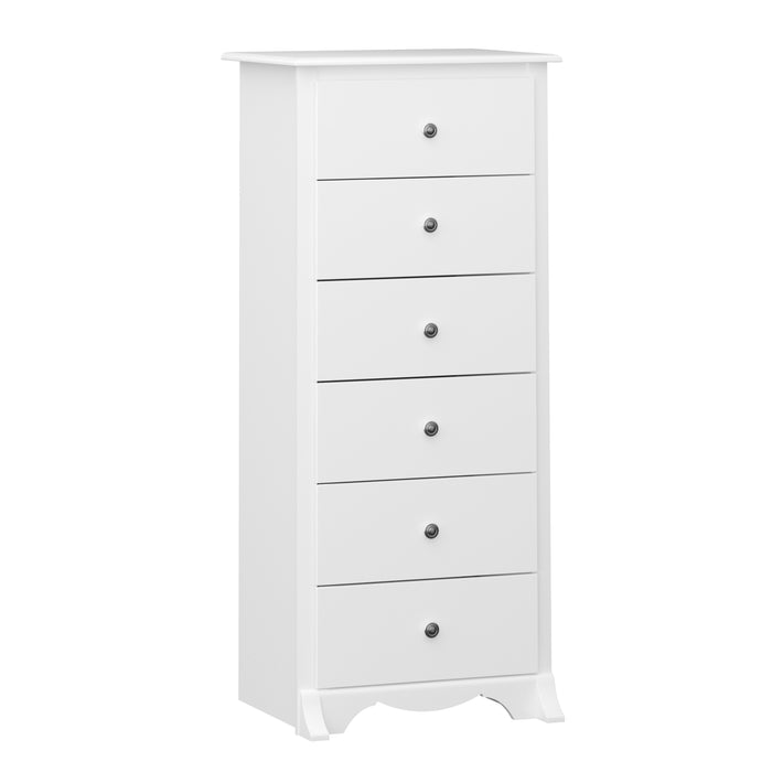 Commode verticale haute Monterey à 6 tiroirs - blanche