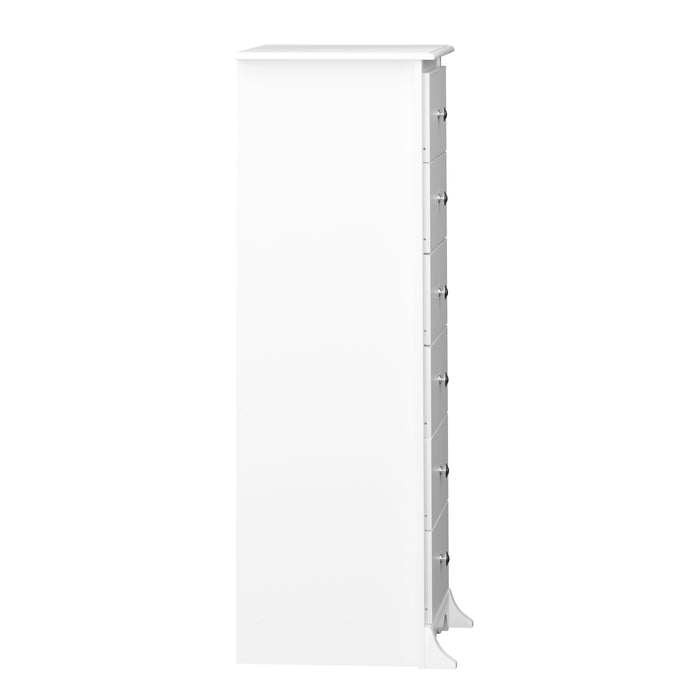 Commode verticale haute Monterey à 6 tiroirs - blanche