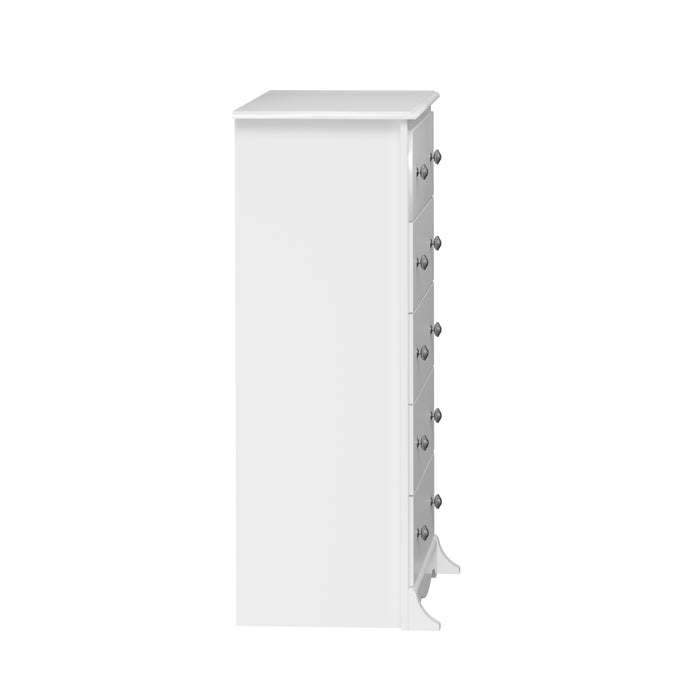 Commode verticale Monterey à 5 tiroirs - blanche