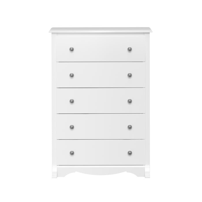 Commode verticale Monterey à 5 tiroirs - blanche