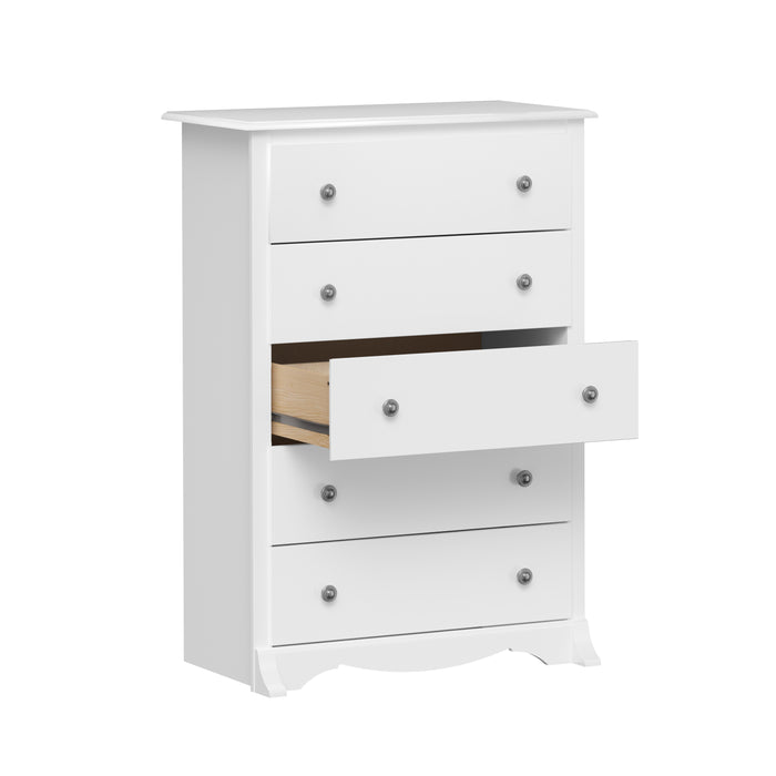 Commode verticale Monterey à 5 tiroirs - blanche