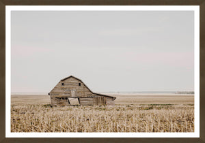 Œuvre d’art mate encadrée « Leaning Barn » avec verre - 25 po x 37 po