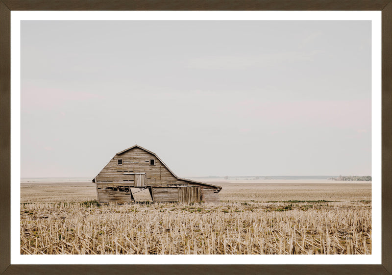 Œuvre d’art mate encadrée « Leaning Barn » avec verre - 25 po x 37 po