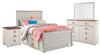 Ensemble de chambre à coucher Willowton 6 pièces avec lit plateforme de rangement, commode, miroir et table de nuit, blanchi - lit simple