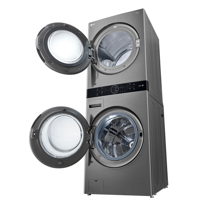 Tour de lavage LG à chargement frontal avec laveuse de 5,2 pi³ et sécheuse de 7,4 pi³ - acier graphite - WKEX200HVA 