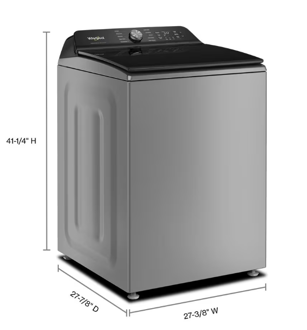 Laveuse intelligente Whirlpool à chargement par le haut de 6,1 pi3 avec agitateur amovible - argenté radieux - WTW8507TR