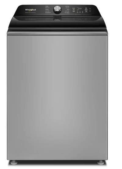 Whirlpool 6.1 Cu. Ft. Smart Top Load Washer with Removable Agitator – Radiant Silver - WTW8507TR | Laveuse intelligente Whirlpool à chargement par le haut de 6,1 pi3 avec agitateur amovible - argenté radieux - WTW8507TR