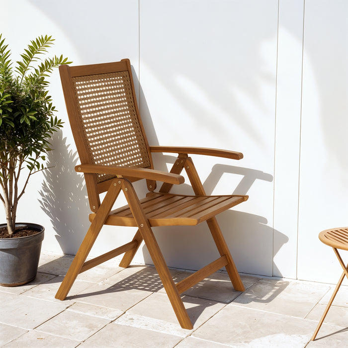 Outsunny Chaise Pliante D'exterieur, Siege A Lattes, Teck