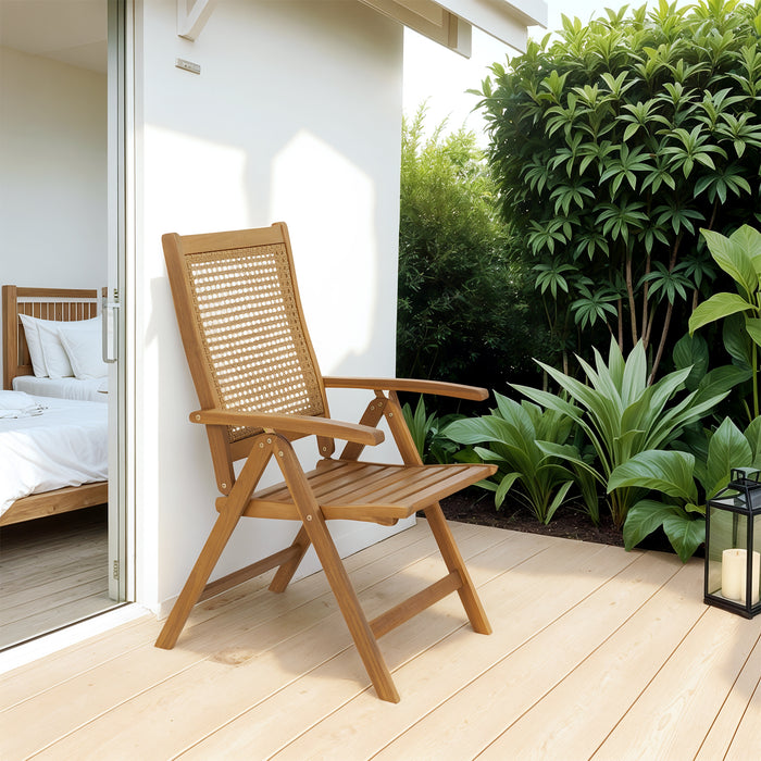 Outsunny Chaise Pliante D'exterieur, Siege A Lattes, Teck