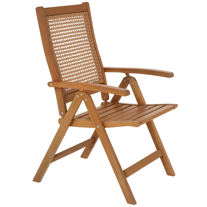 Outsunny Chaise Pliante D'exterieur, Siege A Lattes, Teck