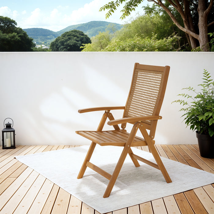 Outsunny Chaise Pliante D'exterieur, Siege A Lattes, Teck