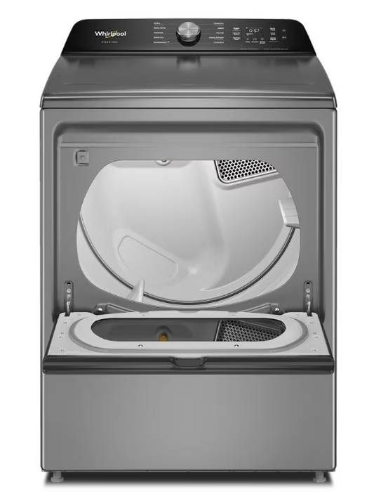 Sécheuse électrique intelligente Whirlpool à chargement par le haut de 7,5 pi3 avec  séchage avec IA - argenté radieux - YWED8509TR