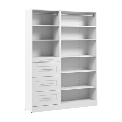 Bestar Florence 61" Modular Reach-In/Walk-In Closet System with Shelves and Drawers Shaker Style - White|Système de garde-robe et pièce-penderie modulaire Florence de Bestar de 61 po avec tablettes et tiroirs de style Shaker - blanc