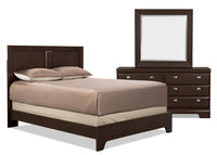 Ensemble de chambre à coucher Yorkdale 5 pièces avec lit à panneau, commode et miroir, brun - format…