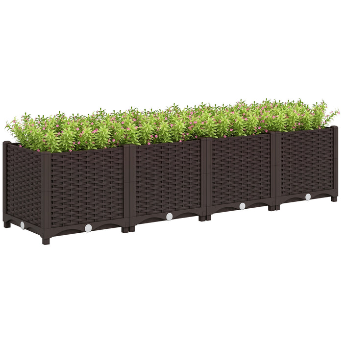 Outsunny Lit De Jardin Avec Trous De Drainage, 63\" X 15,7\" X 14,6\", Brun