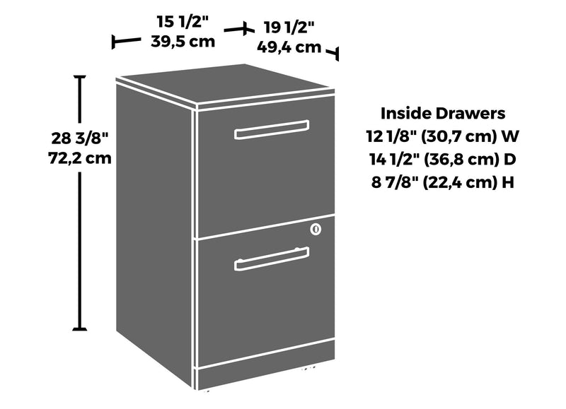 Classeur Affirm de 15,55 po de qualité commerciale à 2 tiroirs - cerisier classique