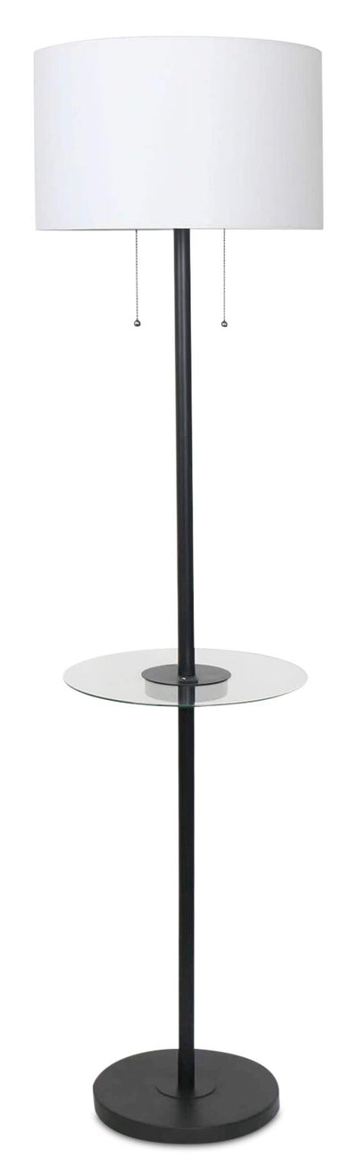 Kort & Co. Alban 26" Black Floor Lamp with USB Charging and Built-in Side Table|Lampe à pied Alban de Kort & Co. de 26 po noire avec recharge USB et table d’appoint intégrée