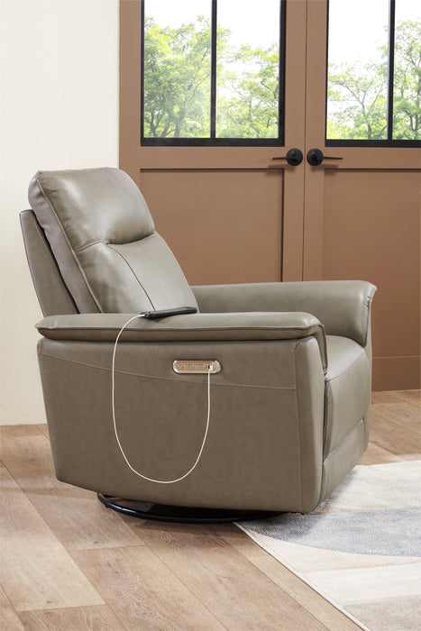 Fauteuil berçant, pivotant et à inclinaison électrique Angelo de Château d’Ax de 38,58 po en cuir véritable - gris