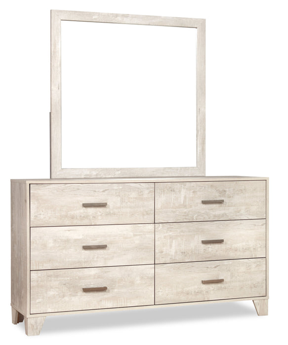 Miroir de commode de chambre à coucher Arbor - bois de grève blanc