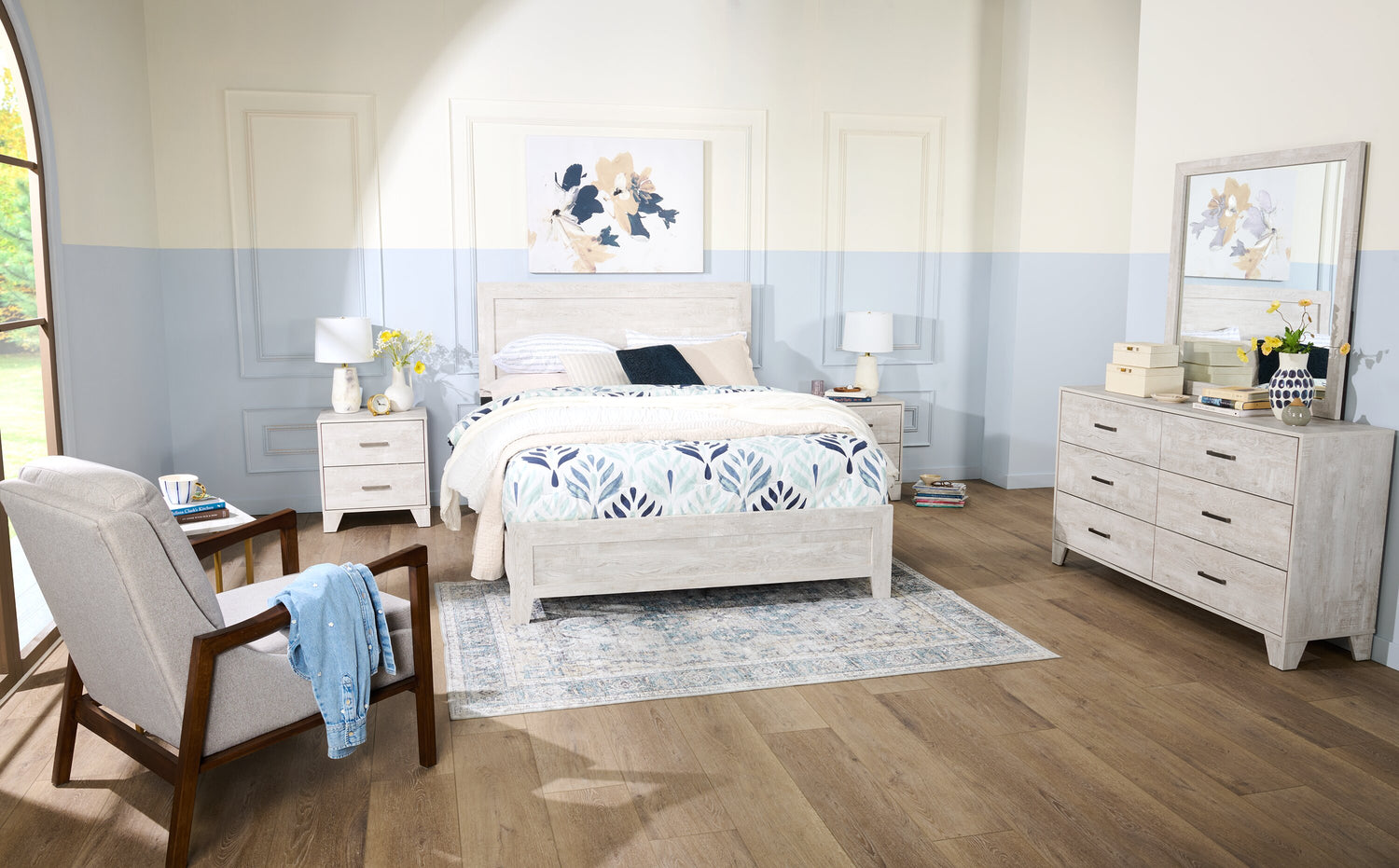 Commode Vintage AKTIVE Max Home - Meuble Rangement Rétro 4 Tiroirs Tissu, 45x30x89 Cm, Style Vintage Pour Chambre Et Salon