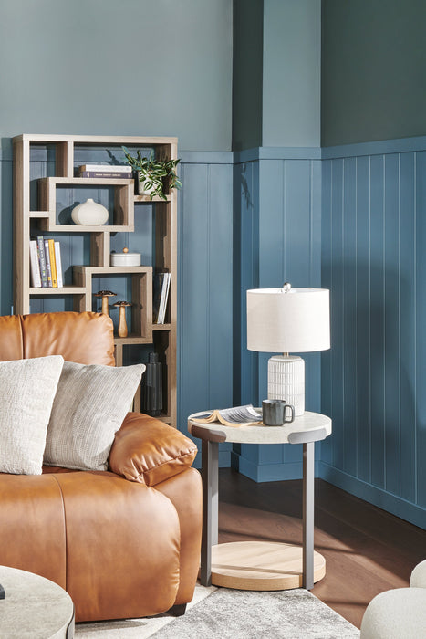 Lampe de table Archer de 21 po en céramique gris et blanc