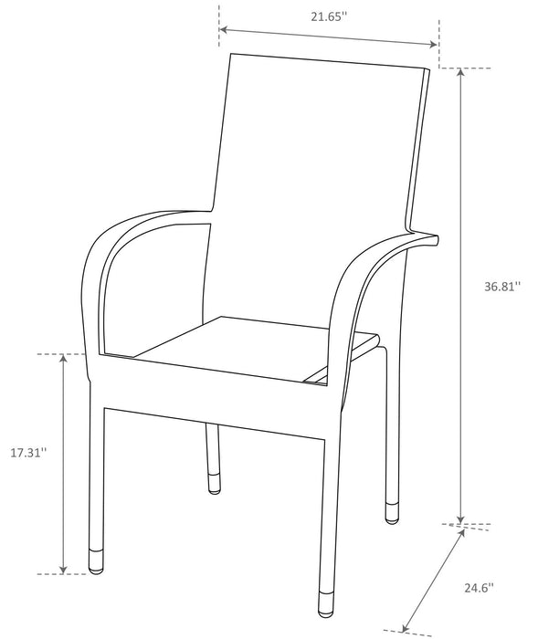 Ensemble Arizona 5 pièces pour la terrasse à l’extérieur avec table ronde et 4 chaises - osier en résine tressé à la main, dessus de table rond en verre, résistant aux rayons UV et aux intempéries - noir