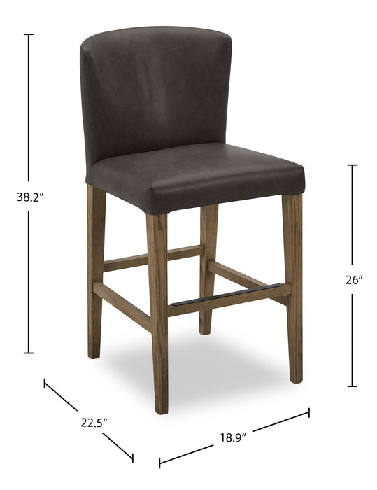Tabouret Arlo de hauteur comptoir en tissu de cuir végétalien - anthracite