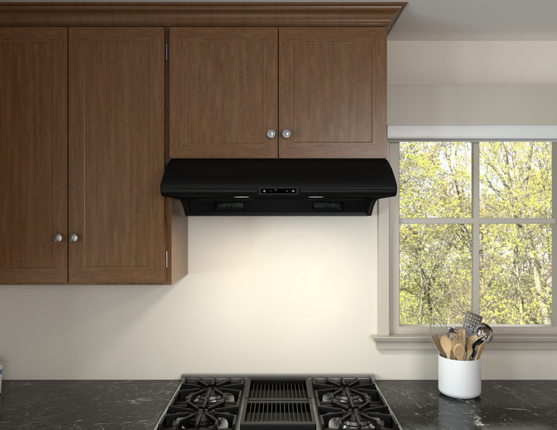 Hotte de cuisinière sous l’armoire Typhoon de Zephyr de 36 po - noir - AK2136CB