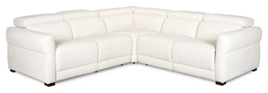 Sofa sectionnel à inclinaison électrique Aspen de Cindy Crawford Home 3 pièces avec appuie-têtes électriques et port USB - albâtre