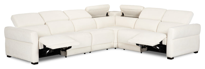 Sofa sectionnel à inclinaison électrique Aspen de Cindy Crawford Home 4 pièces avec fauteuil sans inclinable - albâtre
