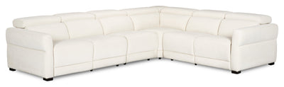 Cindy Crawford Home Aspen 4-Piece Power Reclining Sectional with Armless Chair - Alabaster | Sofa sectionnel à inclinaison électrique Aspen de Cindy Crawford Home 4 pièces avec fauteuil sans inclinable - albâtre