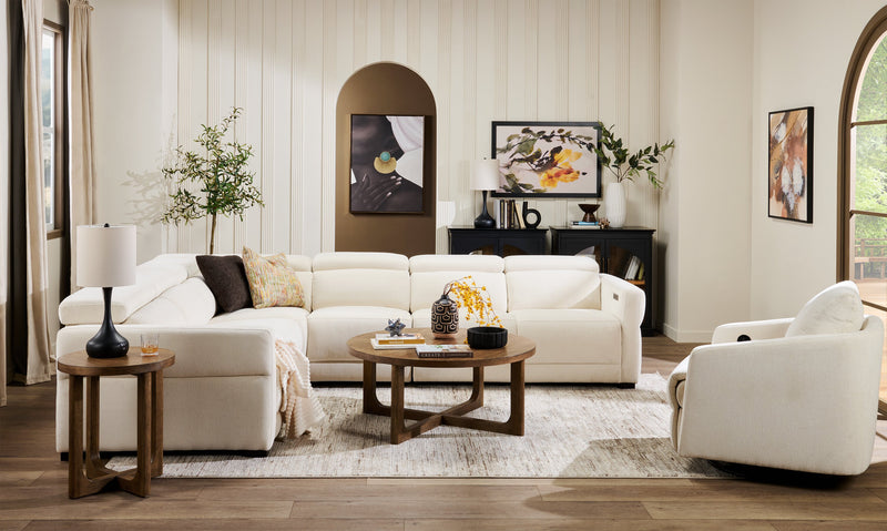 Sofa sectionnel à inclinaison électrique Aspen de Cindy Crawford Home 4 pièces avec fauteuil sans inclinable - albâtre