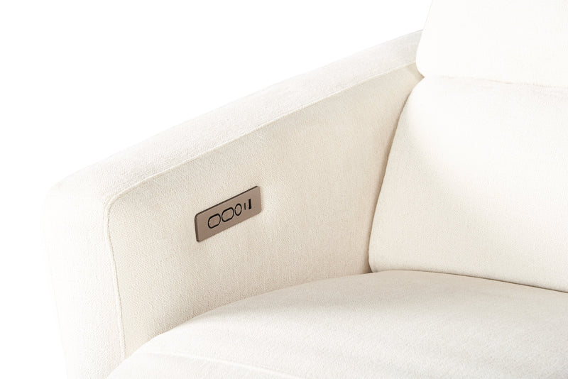 Sofa sectionnel à inclinaison électrique Aspen de Cindy Crawford Home 4 pièces avec fauteuil sans inclinable - albâtre