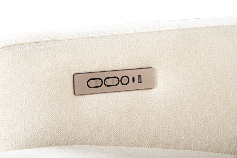 Sofa sectionnel à inclinaison électrique Aspen de Cindy Crawford Home 4 pièces avec fauteuil sans inclinable - albâtre