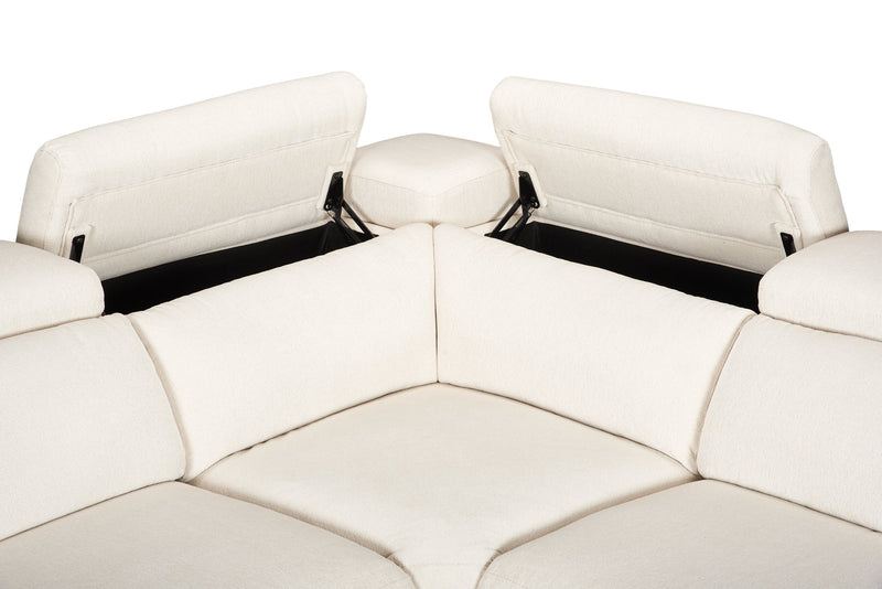 Sofa sectionnel à inclinaison électrique Aspen de Cindy Crawford Home 4 pièces avec fauteuil sans inclinable - albâtre