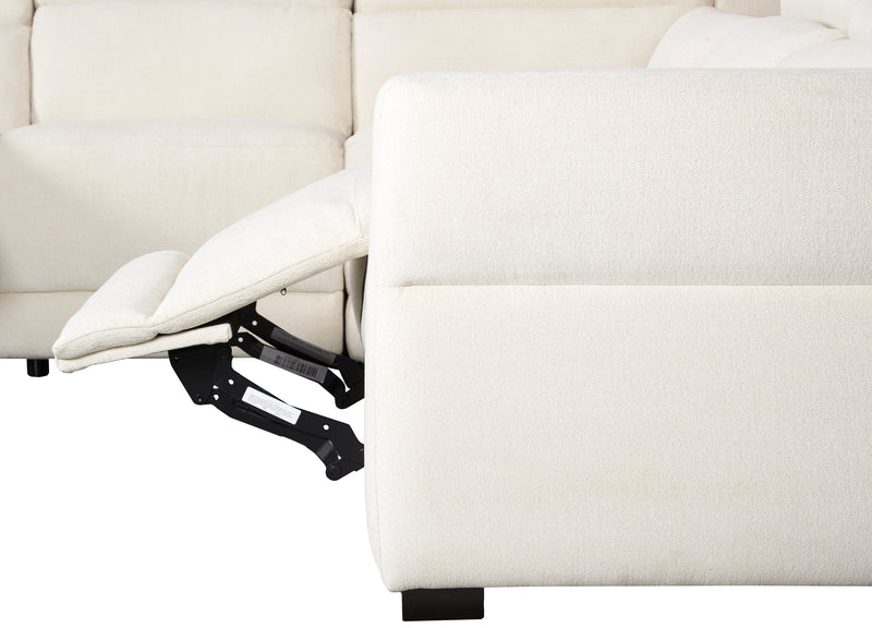 Sofa sectionnel à inclinaison électrique Aspen de Cindy Crawford Home 4 pièces avec fauteuil sans inclinable - albâtre