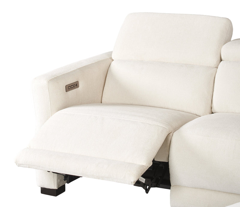 Sofa sectionnel à inclinaison électrique Aspen de Cindy Crawford Home 4 pièces avec fauteuil sans inclinable - albâtre