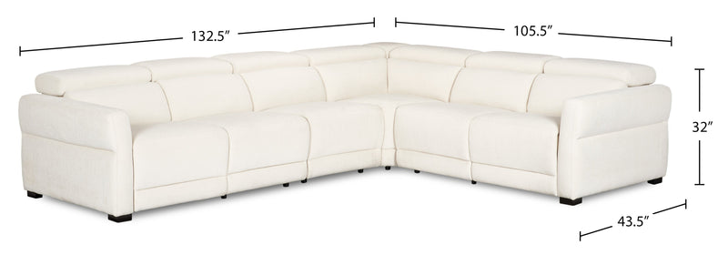 Sofa sectionnel à inclinaison électrique Aspen de Cindy Crawford Home 4 pièces avec fauteuil sans inclinable - albâtre